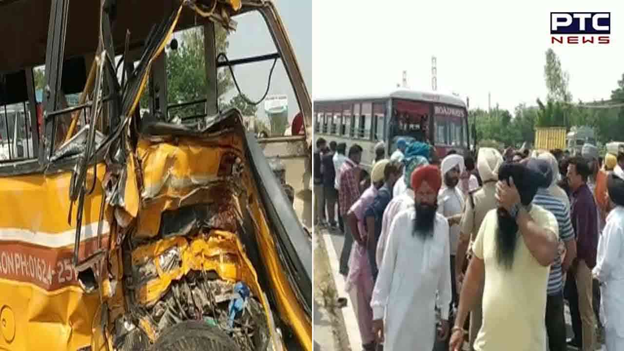 Several students injured after school bus rams into PRTC bus in Punjab's Ludhiana