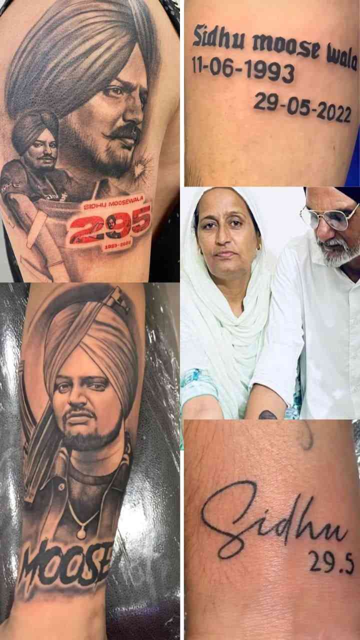 Slain Rapper Sidhu Moose Walas Father Gets Sons Face Tattooed On His Arm  Video Goes Viral
