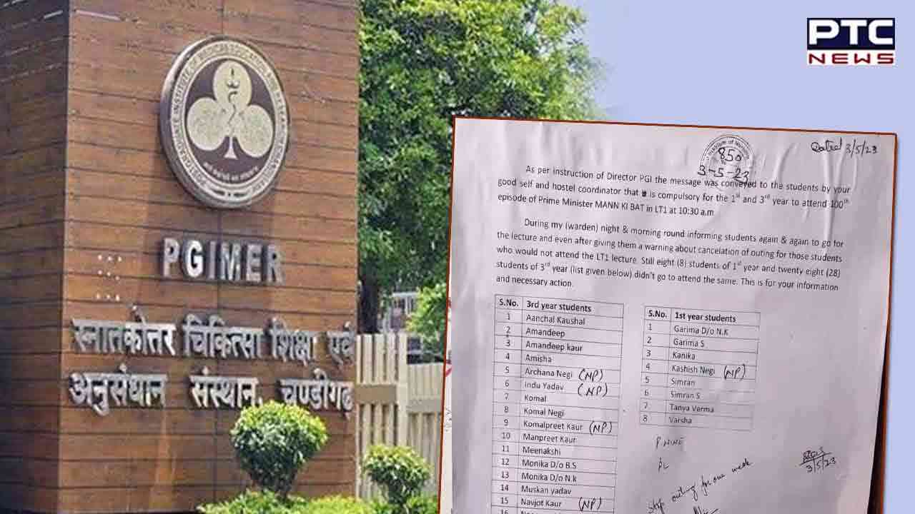 PGI Chandigarh: 36 nursing students grounded for skipping PM Modi’s ‘Mann ki Baat’ programme