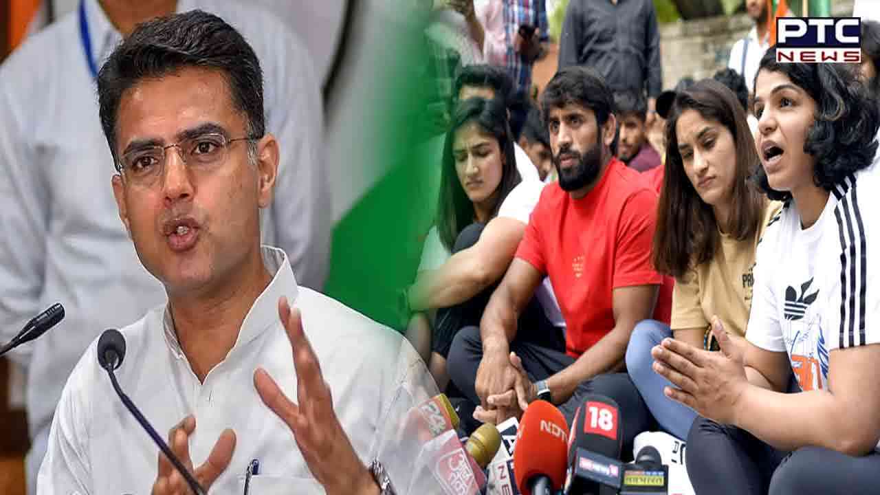 Congress' Sachin Pilot meets protesting wrestlers at Jantar Mantar