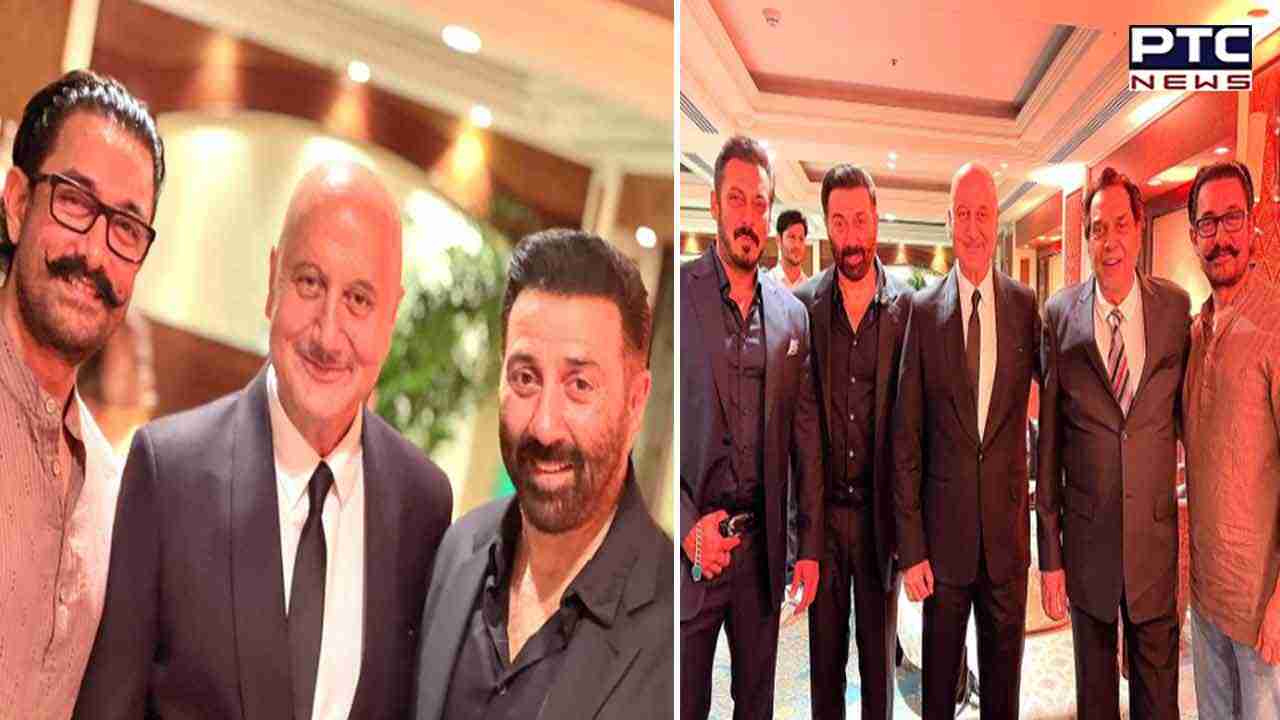 Salman Khan, Aamir, Sunny Deol and Anupam Kher pose with legend Dharmendra, fans call it a 'priceless picture'