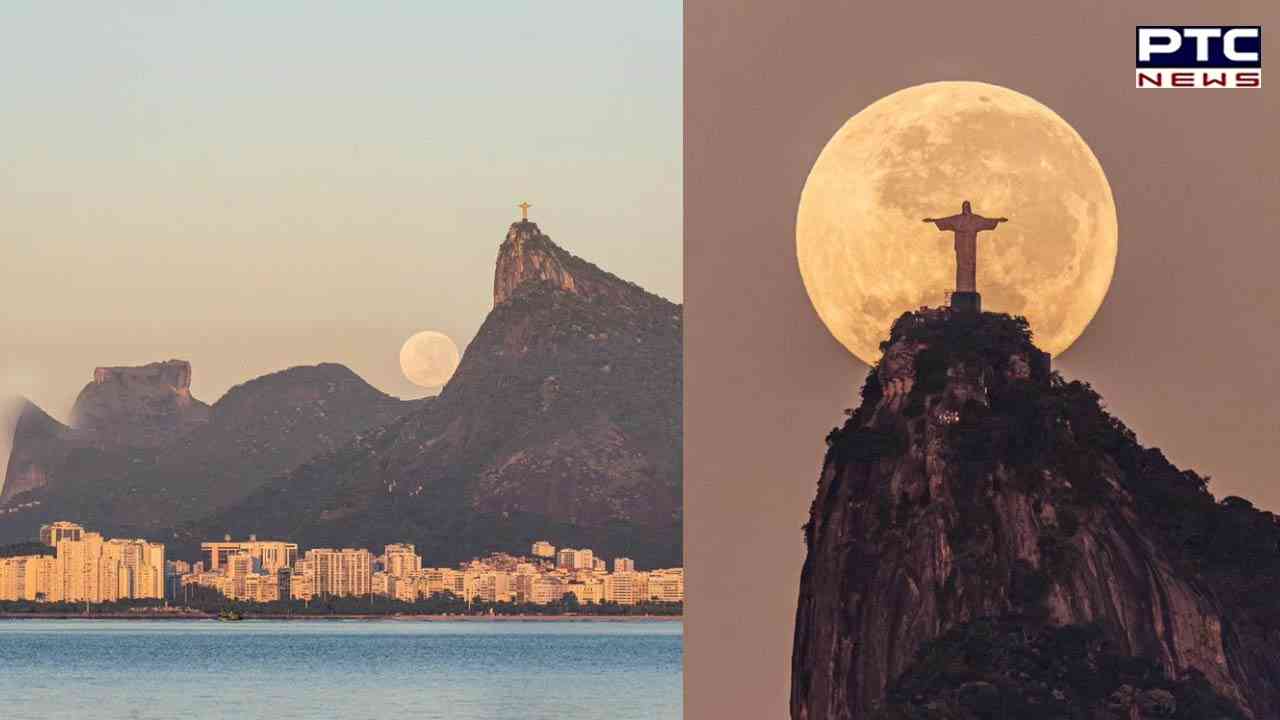Moon Meets Messiah: Viral photo shows Christ the redeemer embracing lunar beauty