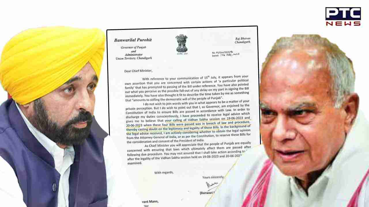 Special Assembly session in June was breach of law: Punjab Governor to CM Mann
