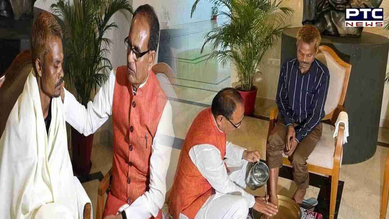 MP CM Shivraj Chouhan washes feet of urination case victim; apologises to him