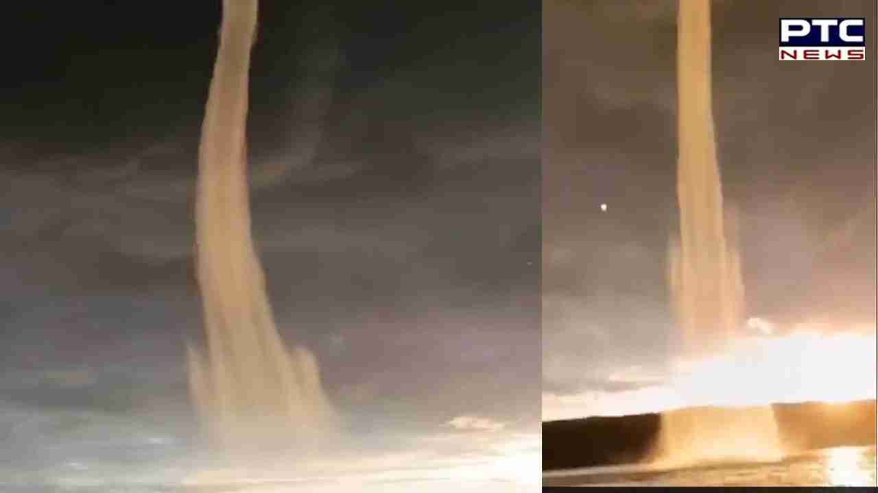 Incredible: Golden waterspout of Kama River liking to sky, watch visuals