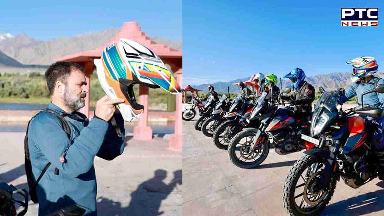 Rahul Gandhi rides bike to Ladakh's Pangong Lake to celebrate father Rajiv's birth anniversary