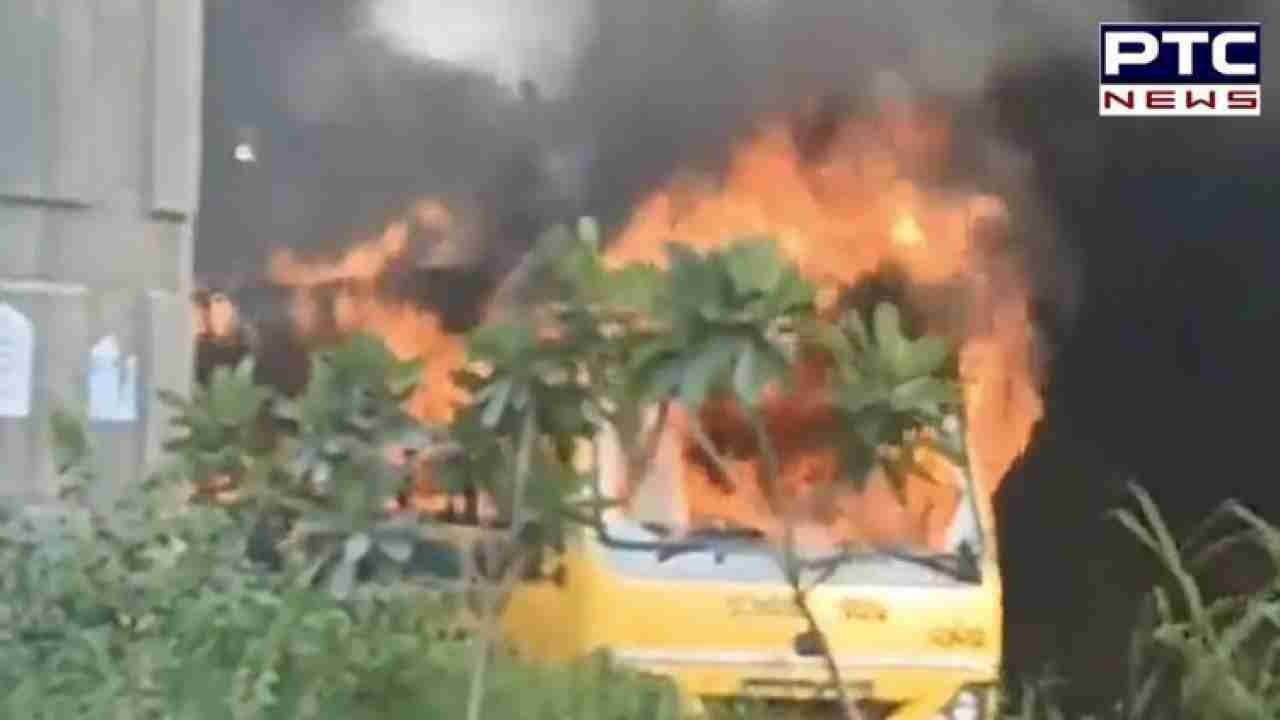 Narrow escape for children as Ghaziabad school bus catches fire, video of incident goes viral