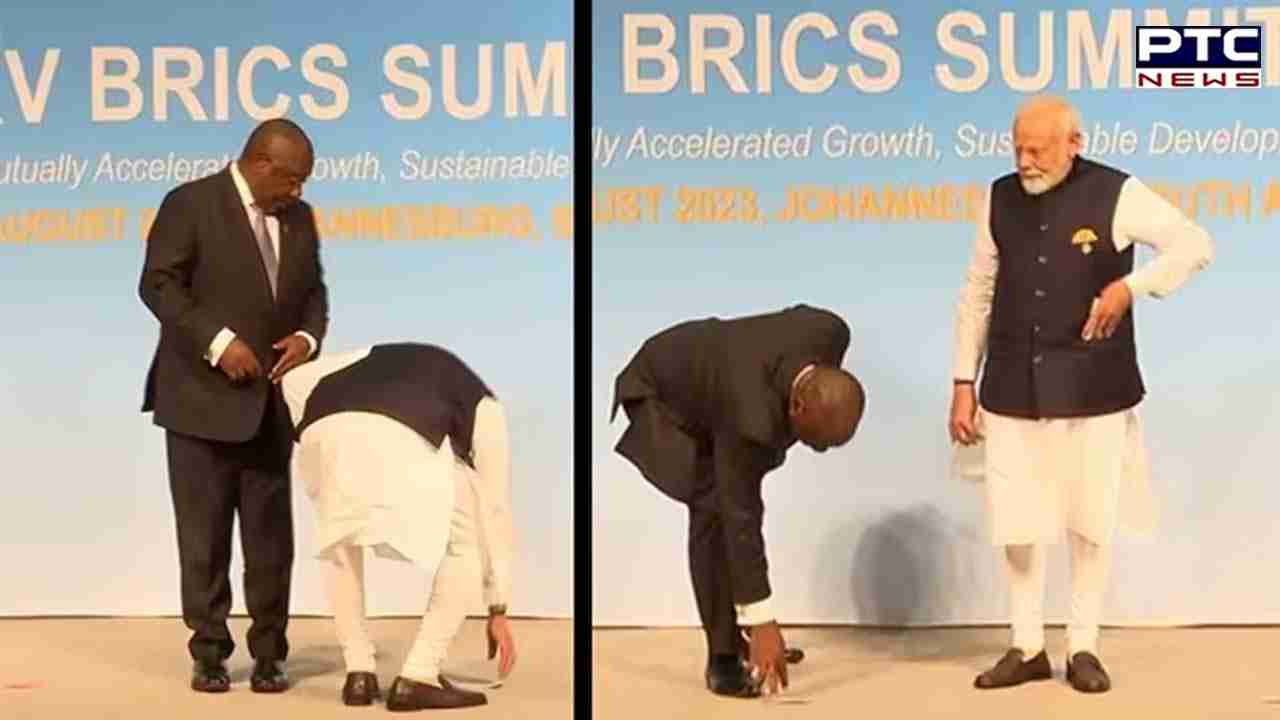 PM Modi notices Indian flag on floor at BRICS 2023; here's what he did next