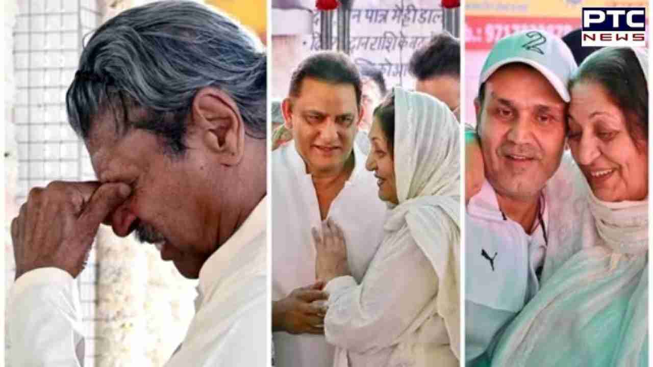 Cricket icons Kapil Dev and Virender Sehwag attend Bishan Singh Bedi's final rites