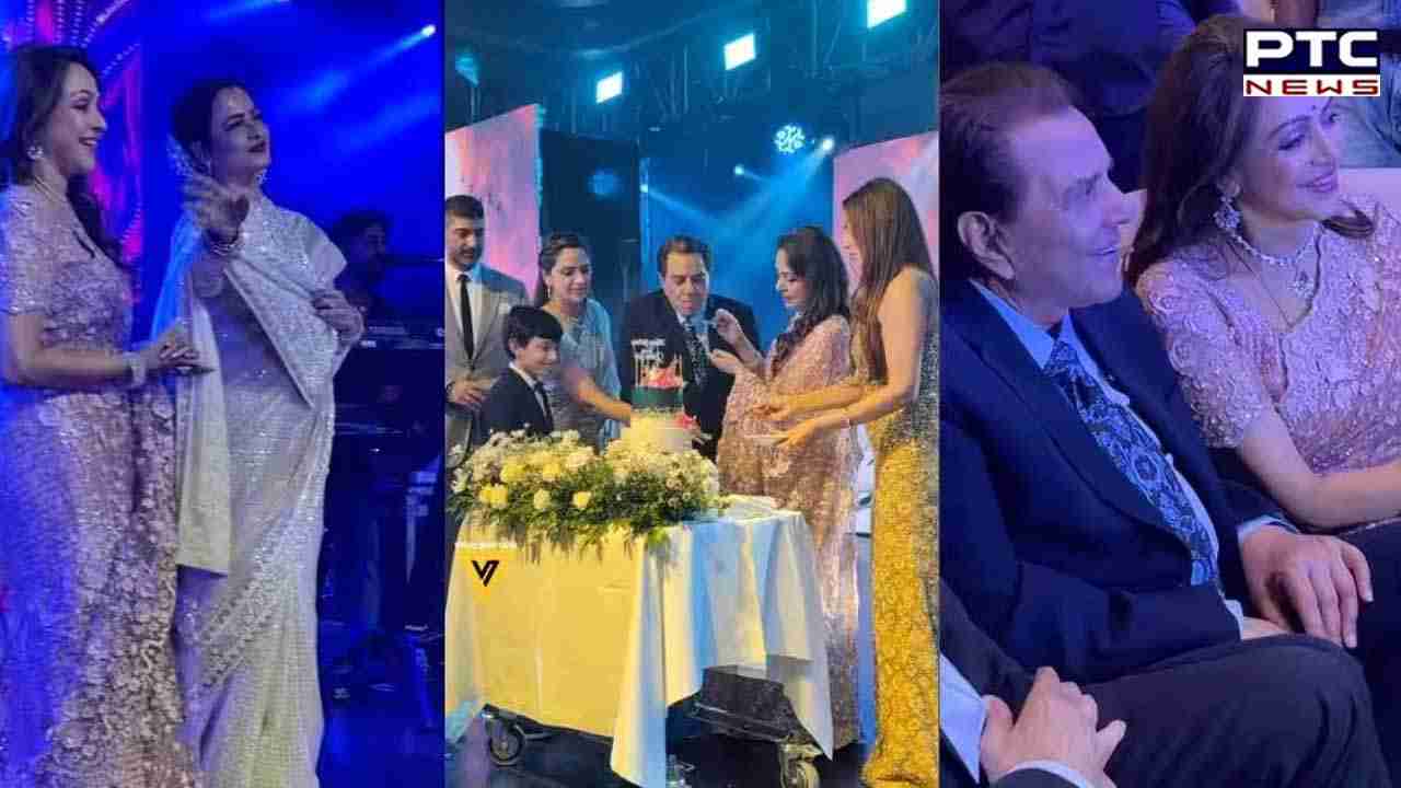 Hema Malini surprises Dharmendra with 'Tune O Rangile' at her 75th birthday celebration | Watch videos