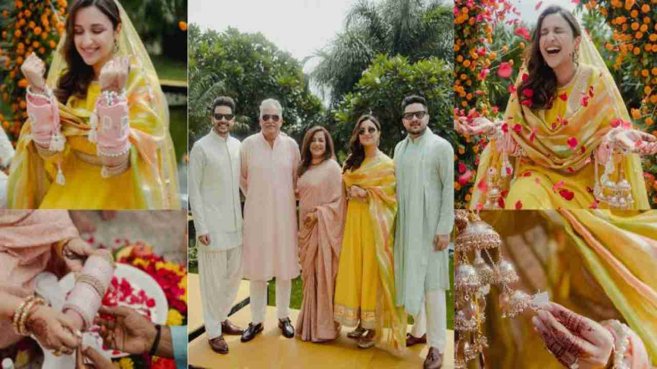 RagNeeti: Unseen pics from Parineeti Chopra’s floral choora ceremony with family moments out, check snaps