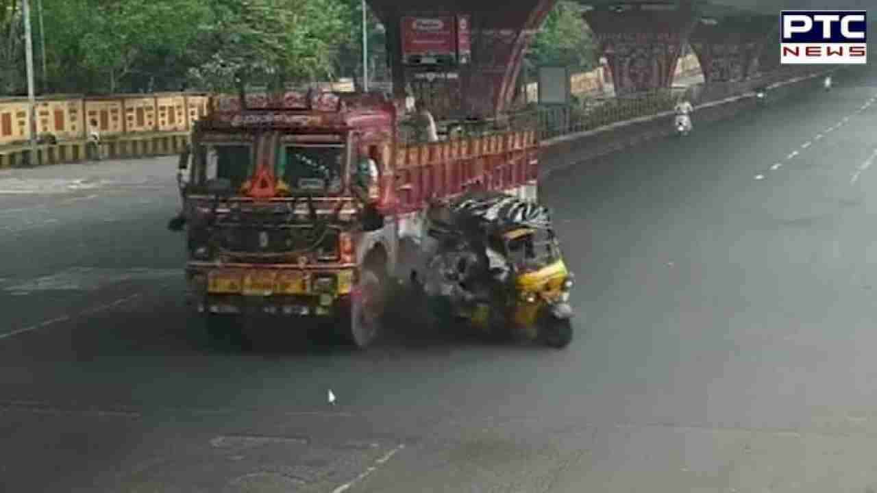 Schoolchildren flung into air in auto-truck collision in Andhra | Check Video