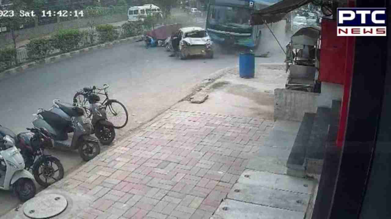 One killed as Delhi bus rams car, crashes into parked scooters; video goes viral