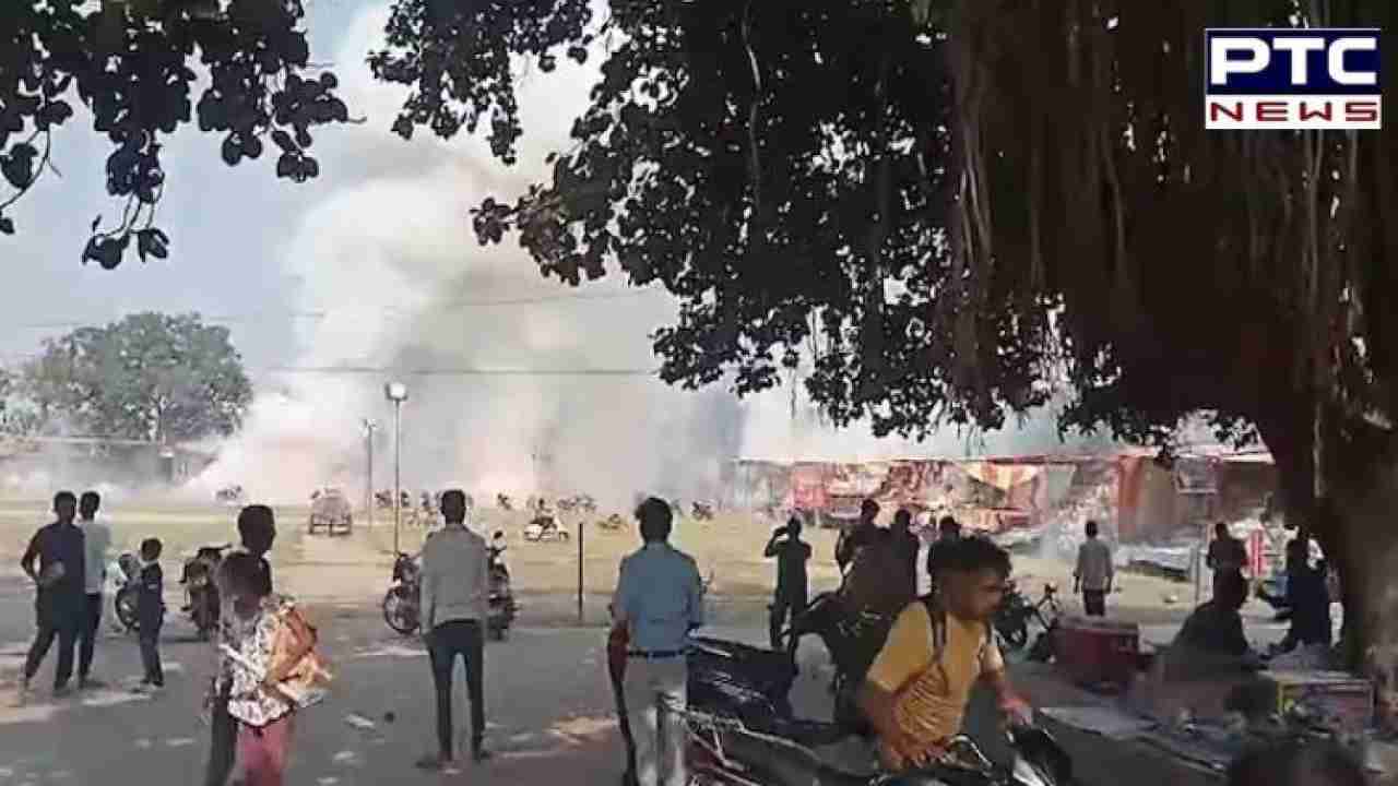 Massive fire breaks out in shops selling firecrackers in Mathura; 9 injured