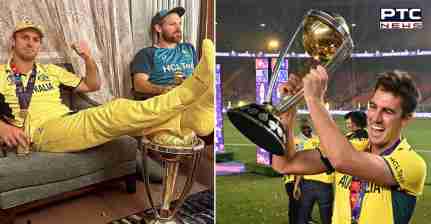 After defeating India in ICC World Cup 2023, Australia's Mitchell Marsh rests feet on trophy, netizens flag ‘disrespect’