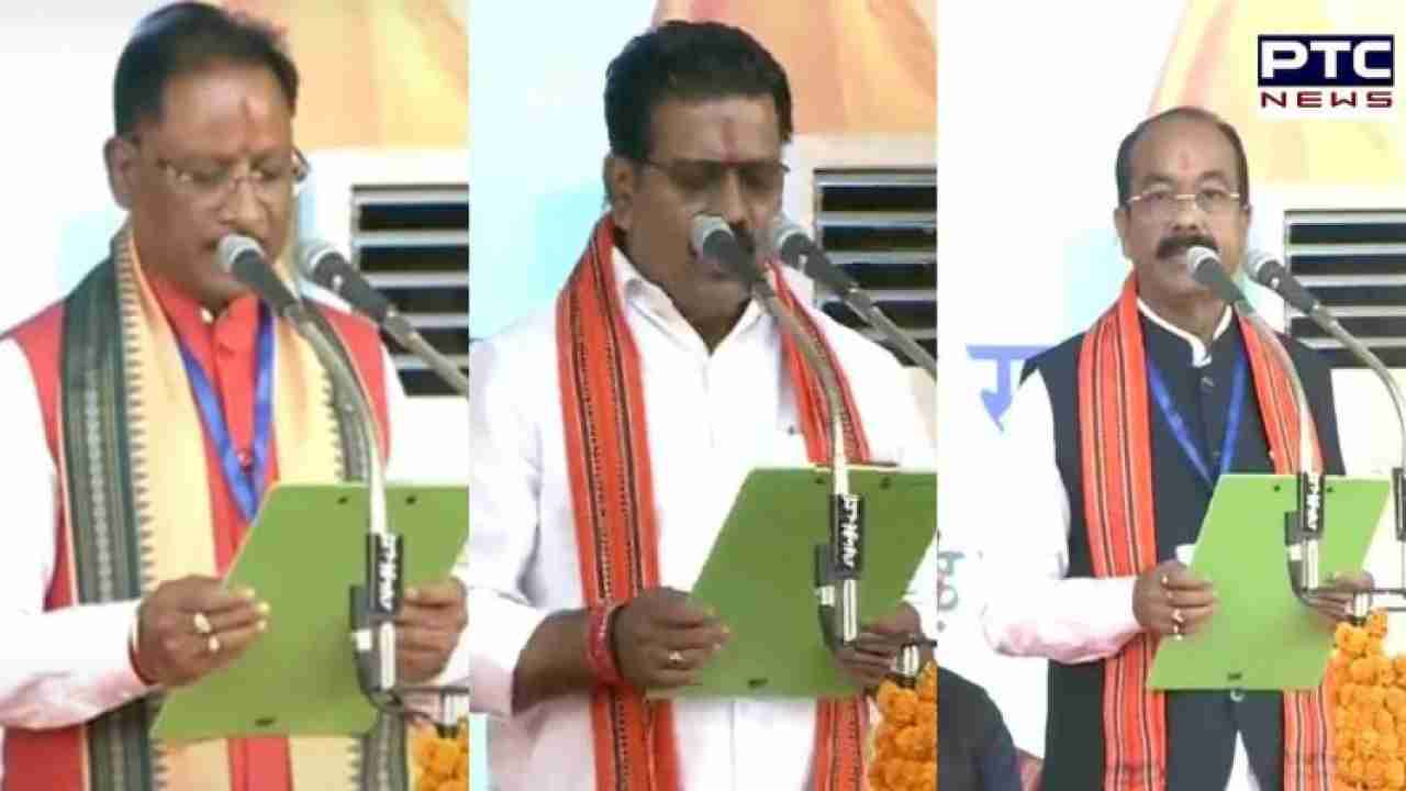 Vishnu Deo Sai sworn in Chhattisgarh Chief Minister; Vijay Sharma and Arun Sao take oath as Deputy CMs