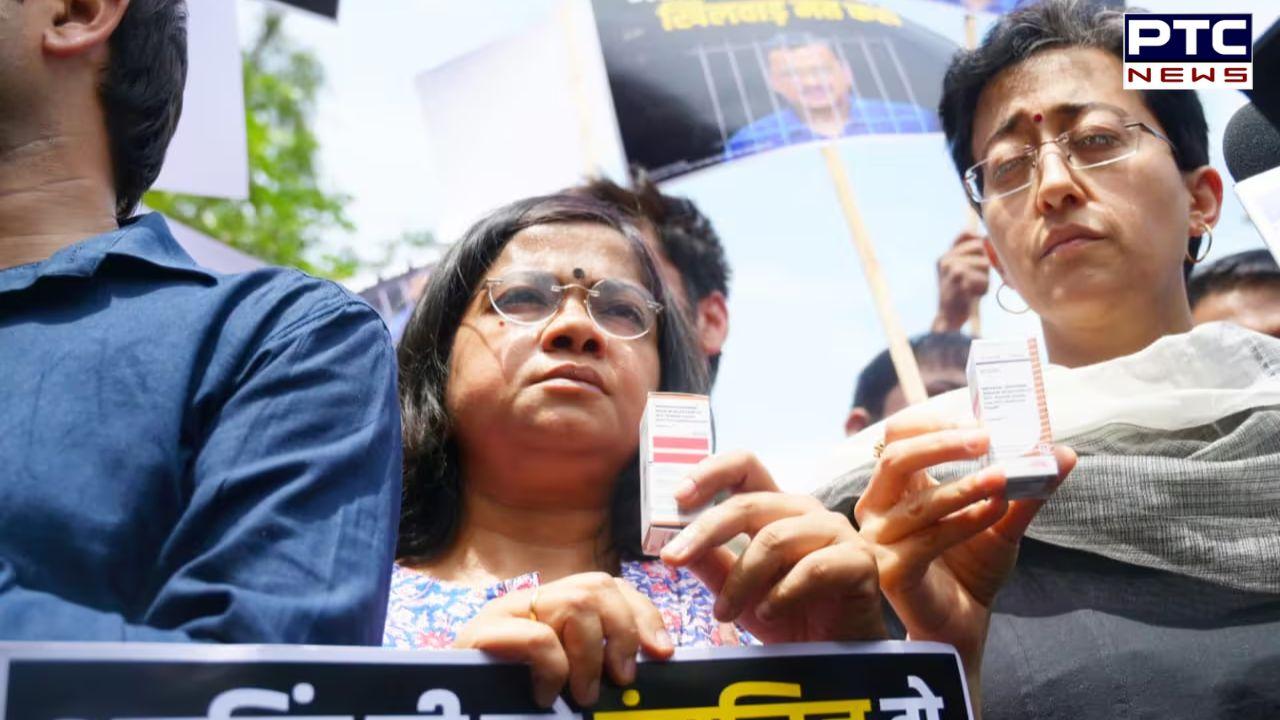 Atishi leads AAP's protest as Arvind Kejriwal's blood sugar levels exceed 300 outside Tihar Jail