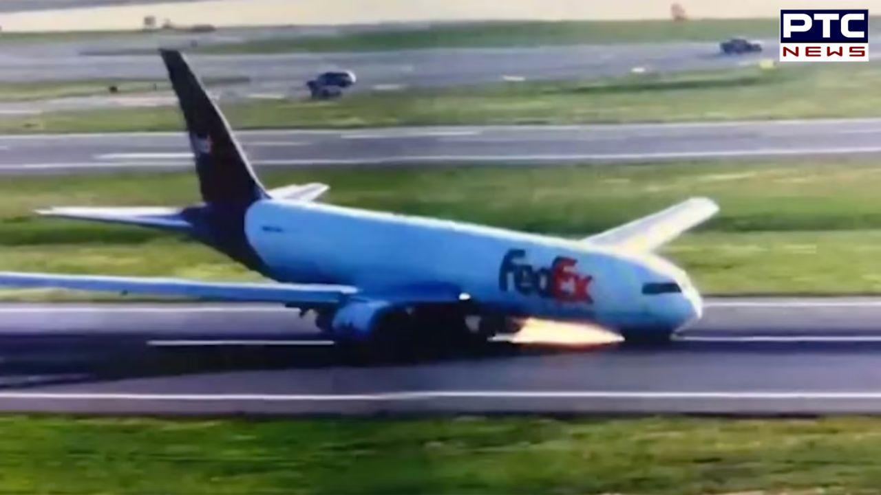 Dramatic footage shows cargo plane's emergency landing at Istanbul airport caught on camera