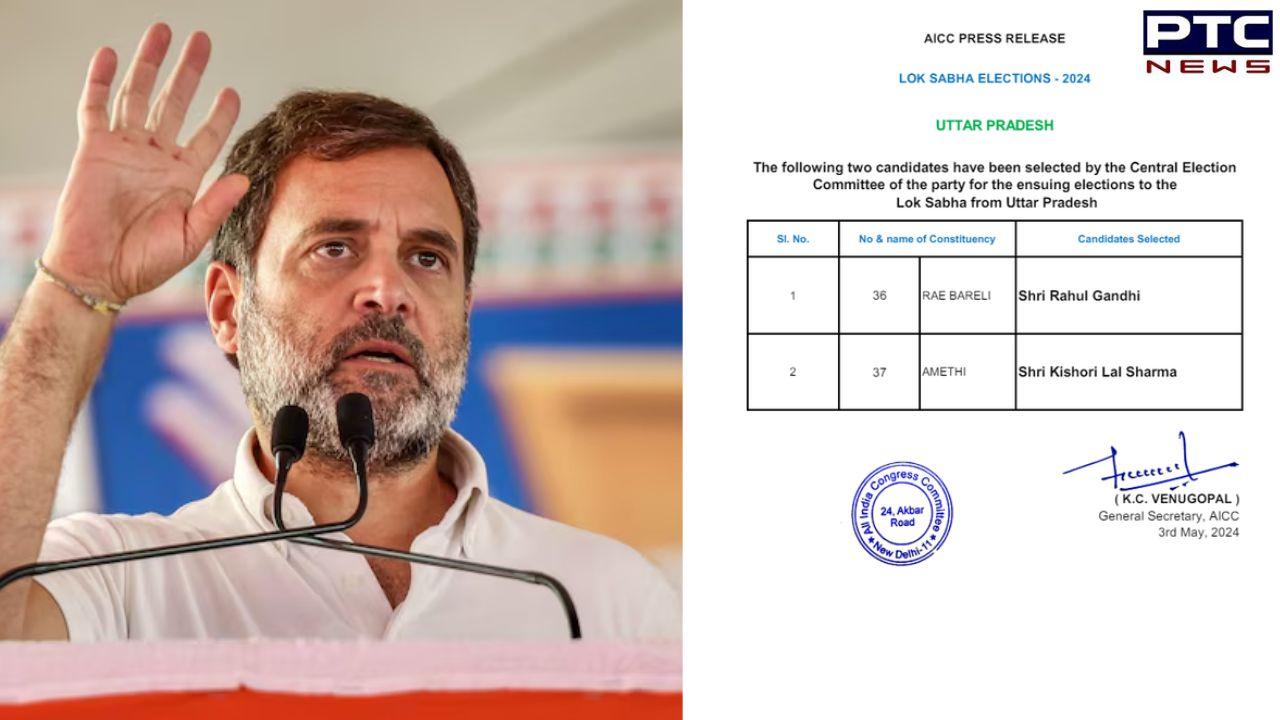 Lok Sabha Polls 2024 : Congress leader Rahul Gandhi to contest from Raebareli ; KL Sharma from Amethi