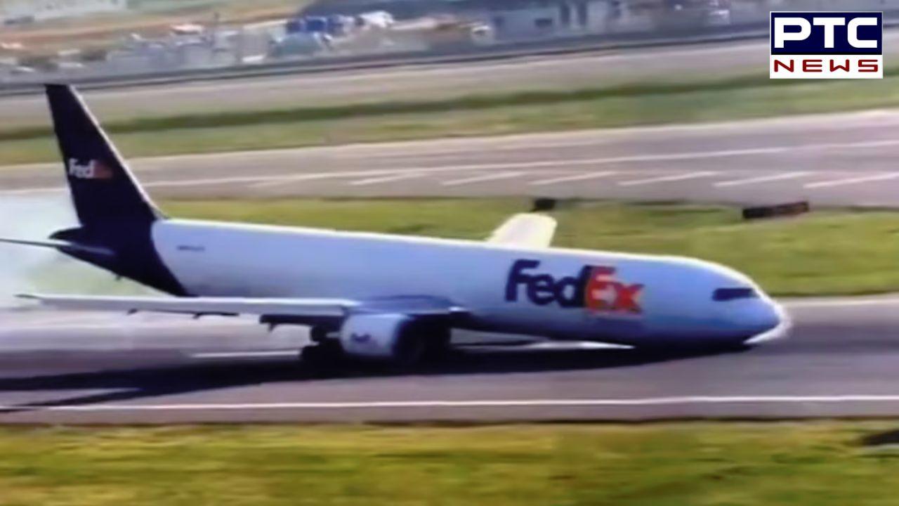 FedEx ਏਅਰਲਾਈਨਜ਼ ਦੇ ਬੋਇੰਗ 767 ਕਾਰਗੋ ਜਹਾਜ਼ ਦਾ ਫਰੰਟ ਲੈਂਡਿੰਗ ਗੇਅਰ ਹੋਇਆ ਫੇਲ, ਹੋਈ ਖਤਰਨਾਕ ਲੈਂਡਿੰਗ, ਦੇਖੋ ਵੀਡੀਓ