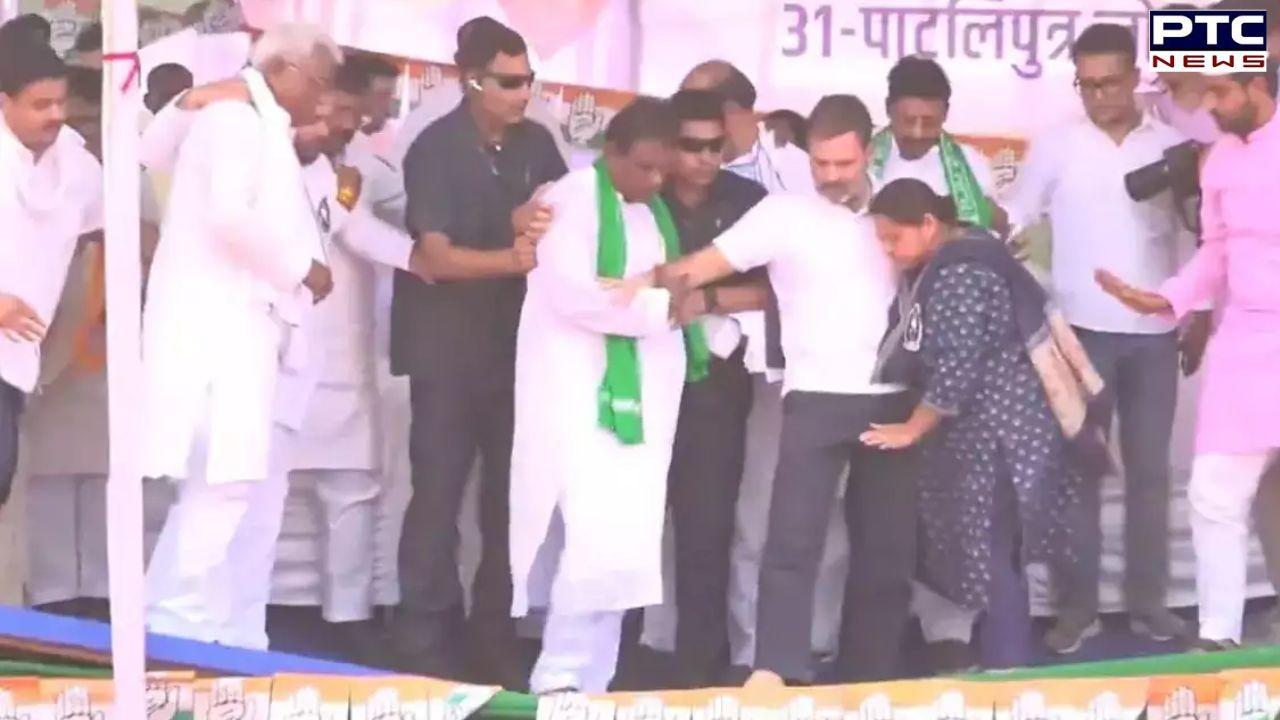 Close shave for Rahul Gandhi as stage collapses during Bihar poll rally