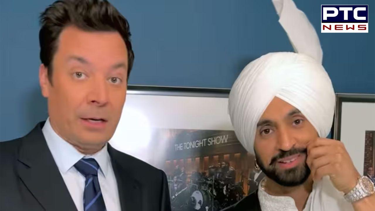 Diljit Dosanjh ਨੇ Jimmy Fallon ਨੂੰ ਸਿਖਾਈ ਪੰਜਾਬੀ, ਦੋਨਾਂ ਨੇ ਕਿਹਾ- 'ਪੰਜਾਬੀ ਆ ਗਏ ਓਏ ਤੇ ਸਤਿ ਸ਼੍ਰੀ ਅਕਾਲ', ਤੁਸੀਂ ਵੀ ਦੇਖੋ ਮਜ਼ੇਦਾਰ ਵੀਡੀਓ