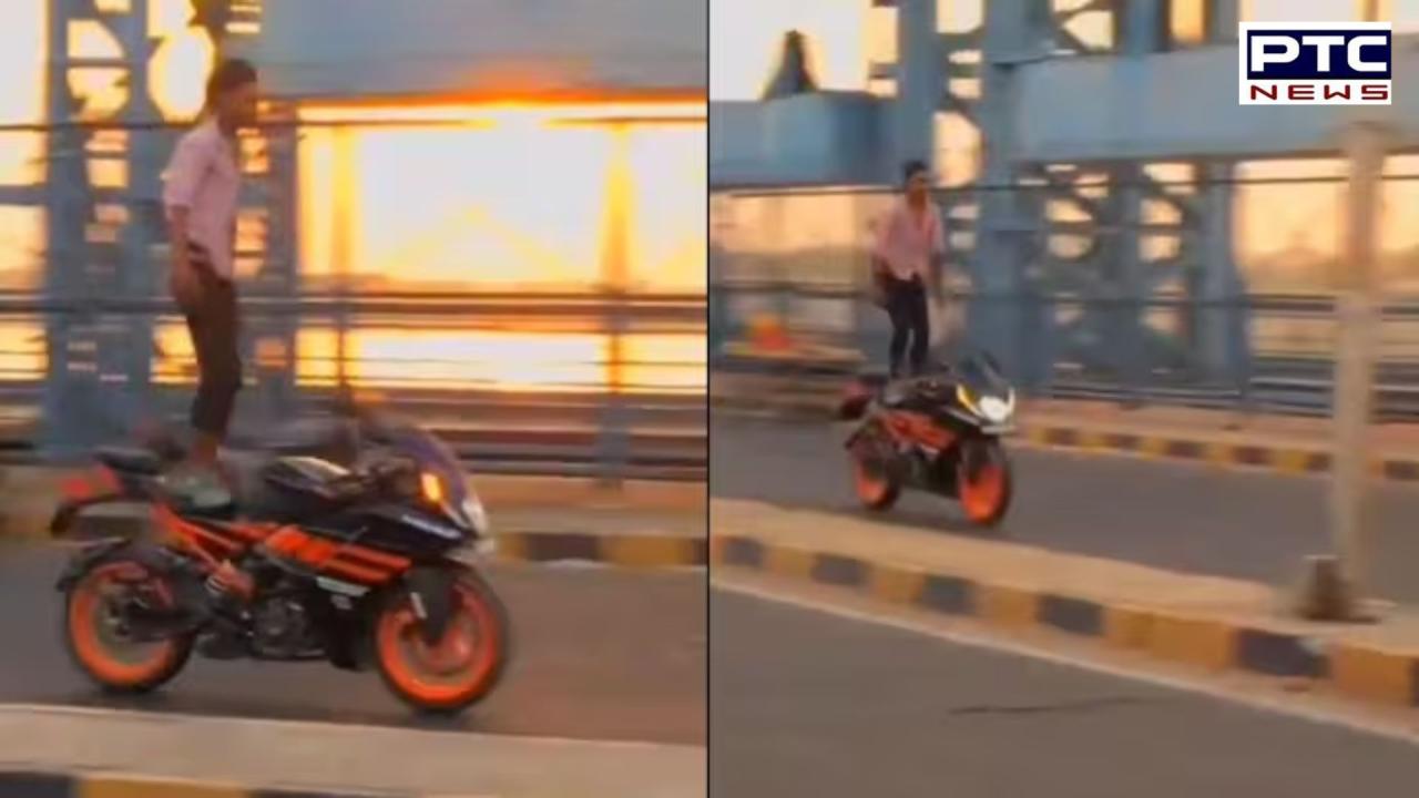 Police take action on Kanpur man's 'Titanic' pose while riding motorcycle | Watch Video