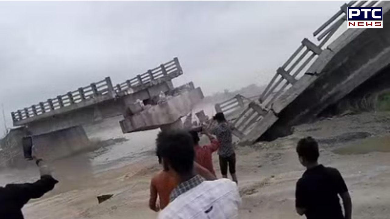 Portion of under-construction concrete bridge in Bihar collapses like pack of cards | Watch
