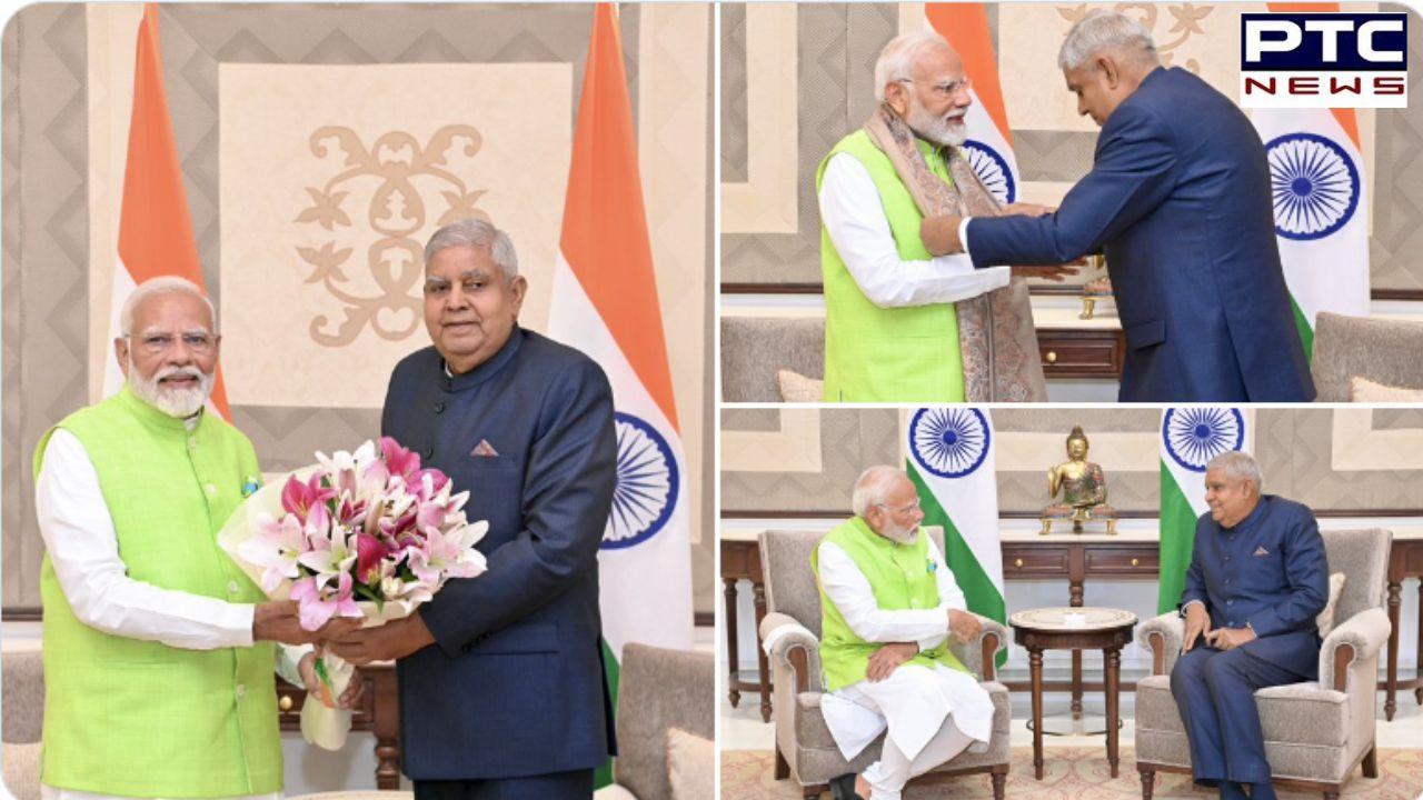 SEE PICS | PM Modi’s 1st meeting with Vice President Jagdeep Dhankhar after Lok Sabha Results 2024