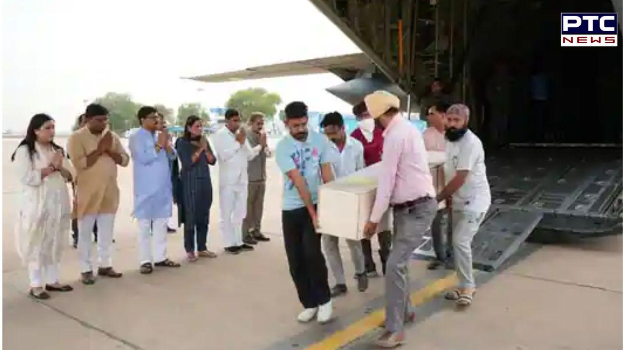 Bodies of 45 Kuwait building fire victims arrive at Delhi's Palam airport