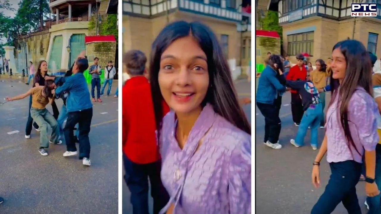 Viral video: Influencer attracts criticism as she makes reel amid street fight in Shimla