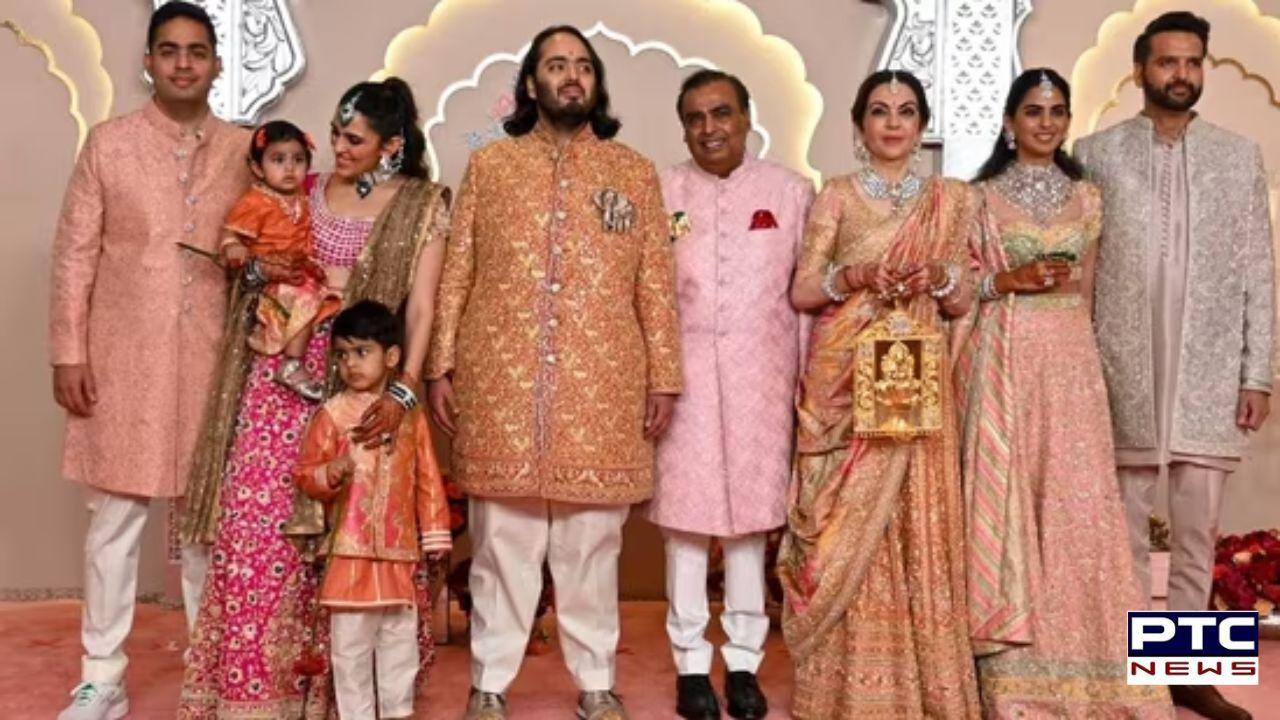 Anant Ambani wears golden sherwani with sneakers for wedding ceremony with Radhika Merchant