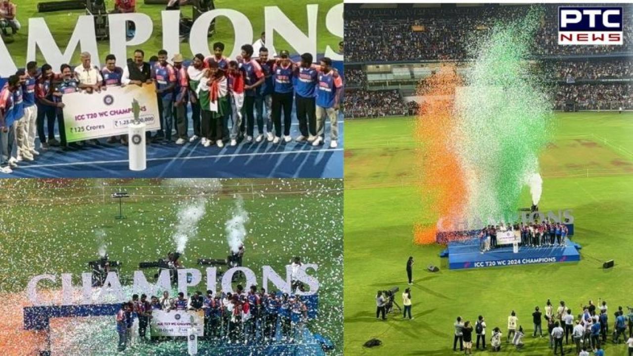 Team India Victory Celebration Highlights : BCCI ਨੇ ਰੋਹਿਤ ਐਂਡ ਕੰਪਨੀ ਨੂੰ ਸੌਂਪਿਆ 125 ਕਰੋੜ ਦਾ ਚੈਕ, ਭਾਵੁਕ ਹੋਏ ਰੋਹਿਤ, ਵੇਖੋ ਕਿਵੇਂ ਬੰਨ੍ਹਿਆ ਗਿਆ ਸਮਾਂ