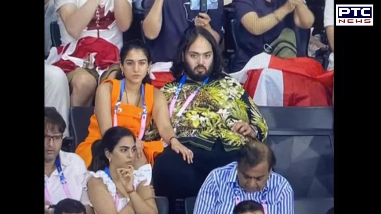 Newlyweds Anant Ambani and Radhika Merchant seen at Paris Olympics game with Mukesh and Isha Ambani