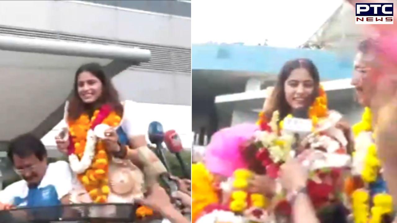 Paris Olympics 2024: Double medal winner Manu Bhaker receives grand welcome in India| WATCH VISUALS