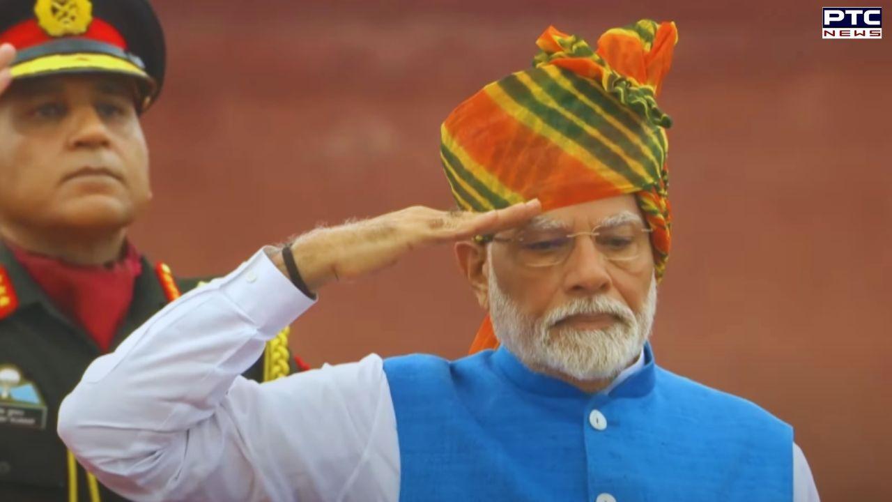 Independence Day 2024: PM Modi sports Rajasthani leheriya turban as he addresses nation from Red Fort