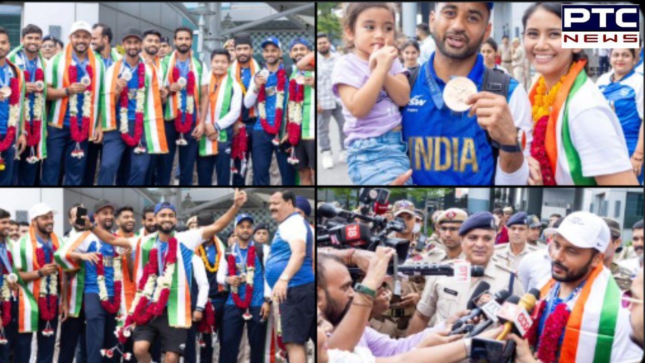 Indian Hockey team receives grand welcome at Delhi airport following Paris Olympics bronze medal