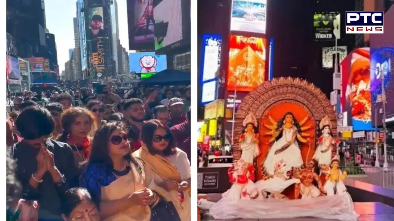 Historic first-ever Durga puja celebrations at New York's Times Square captivate the internet