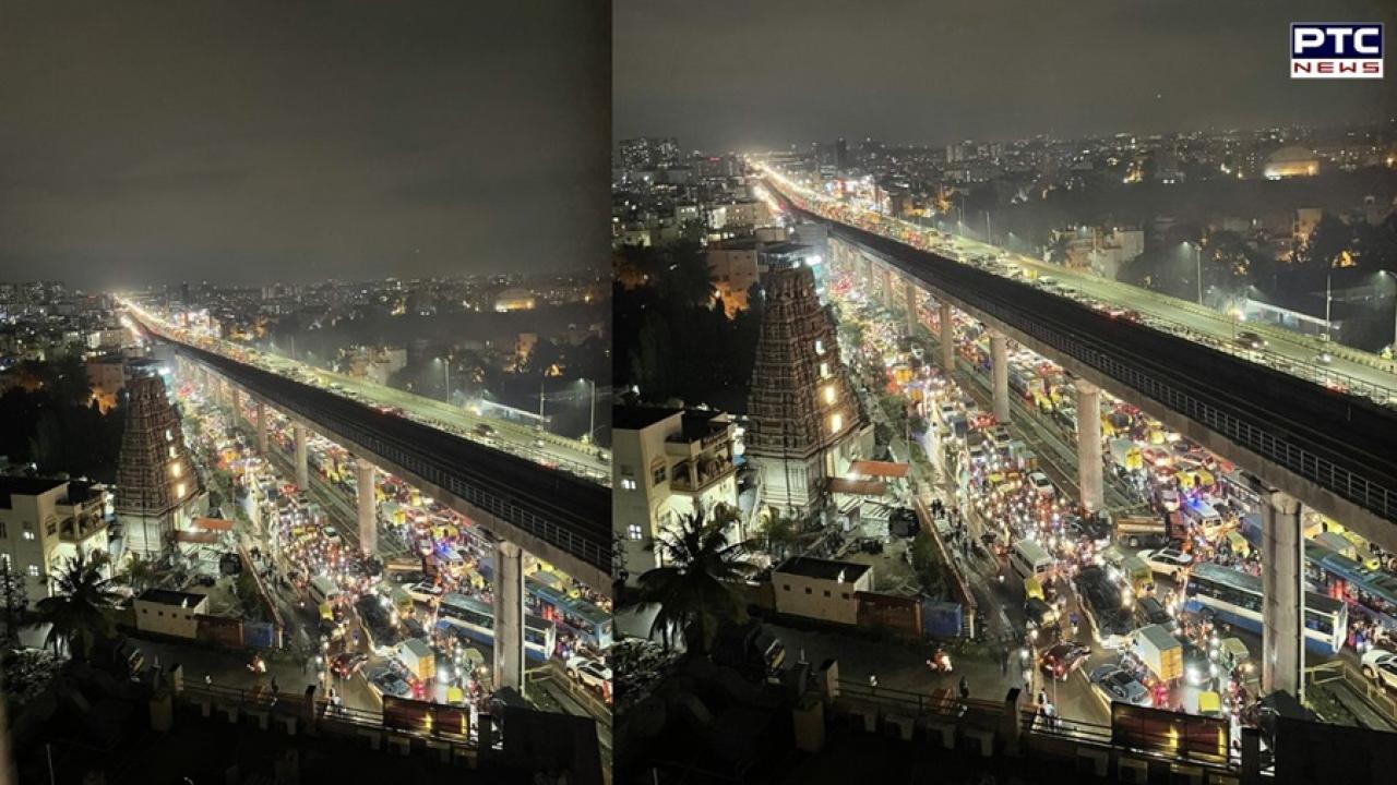 WATCH | Stranded in Bengaluru flyover jam for 2 hours, commuters abandon vehicles, walk home