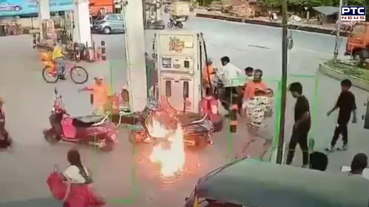 WATCH | Drunk man starts fire at Hyderabad petrol pump on 'dare'