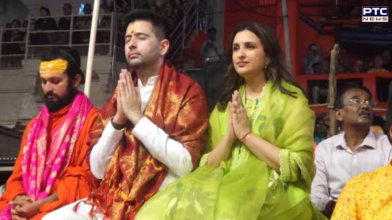 Raghav Chadha, Parineeti Chopra attends Varanasi's Ganga Aarti on AAP leader's birthday