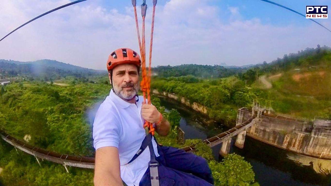 Rahul Gandhi takes Kerala's longest zipline in Wayanad | WATCH video