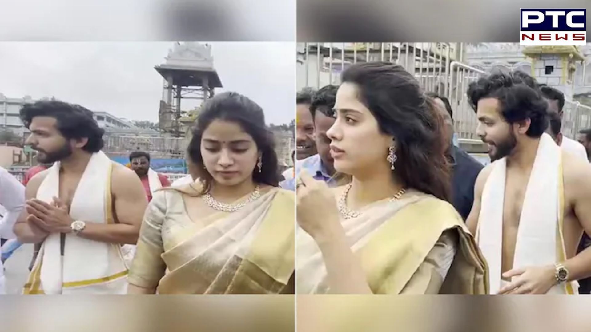Janhvi Kapoor's ethereal saree look at Tirupati Balaji temple