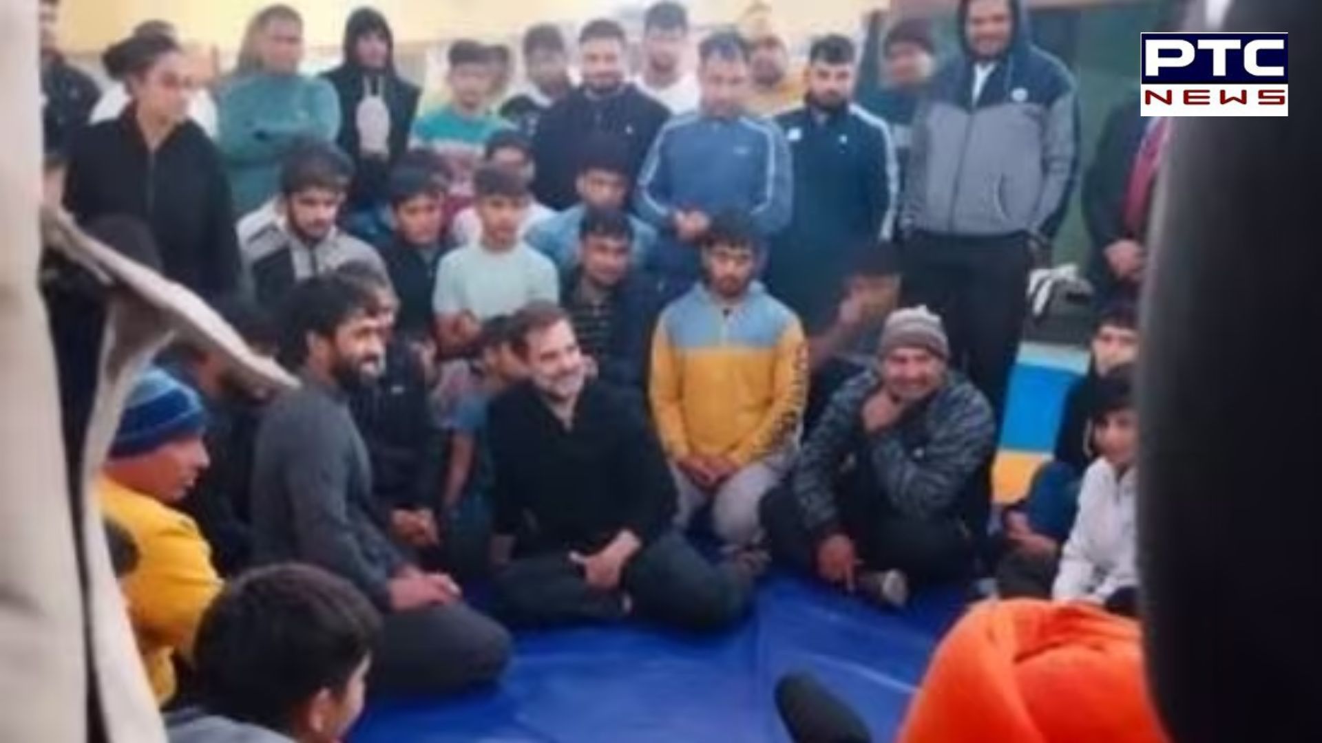 Rahul Gandhi at Haryana akhara with Bajrang Punia
