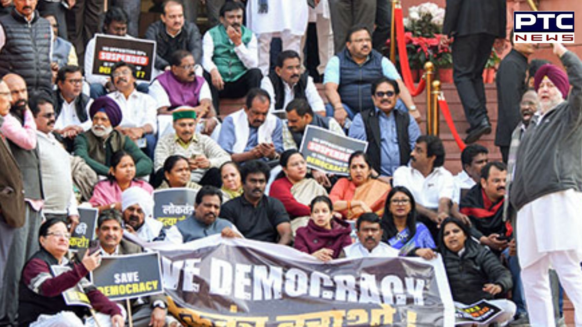 Suspension of opposition MPs: INDIA bloc leaders hold nationwide protest