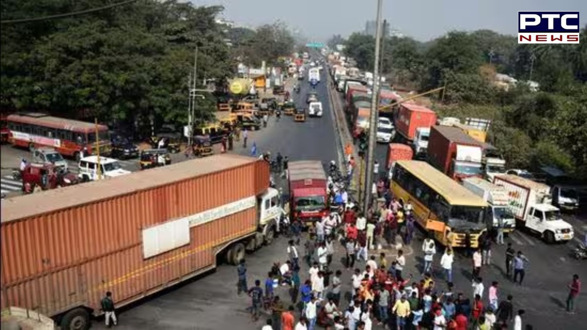 Truck, bus drivers protest against hit-and-run law; block highways
