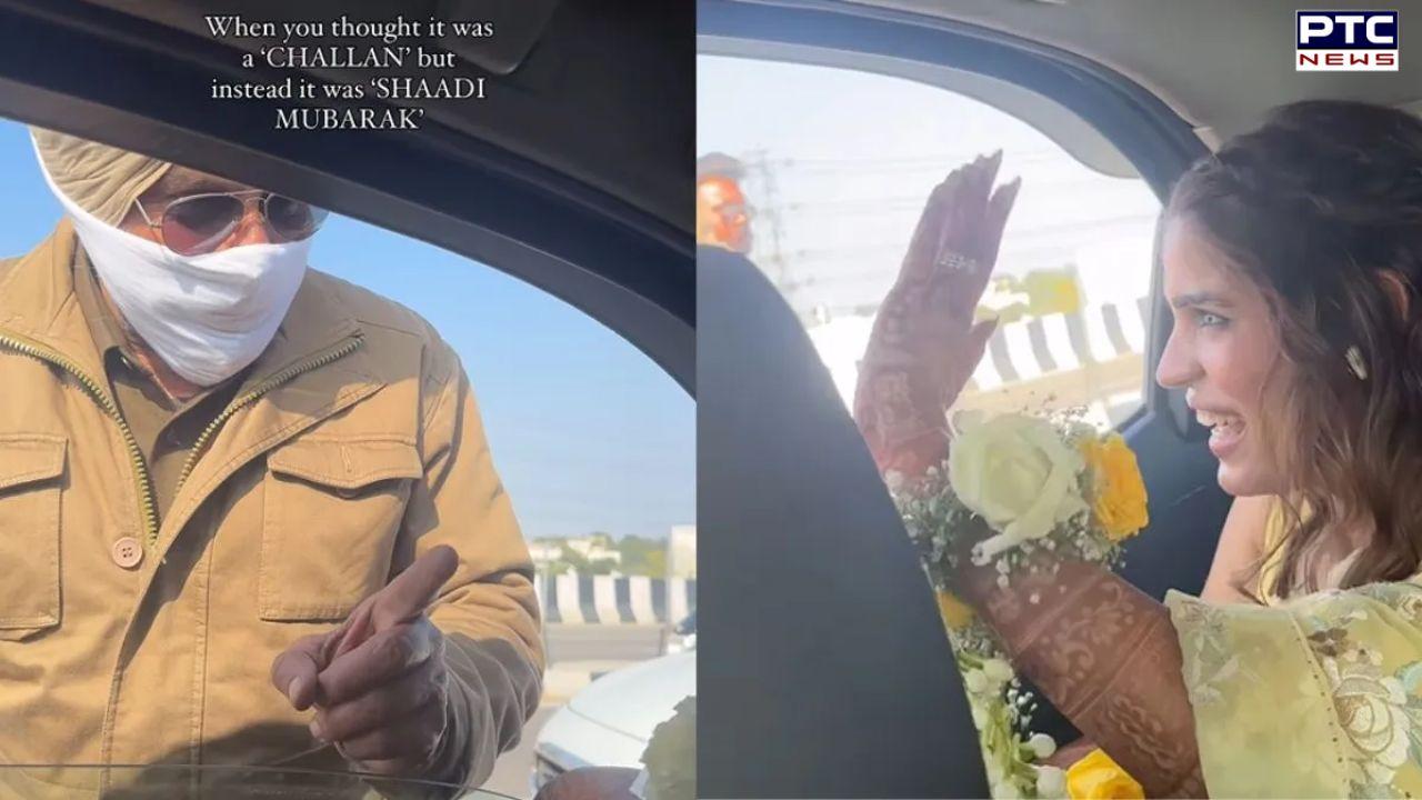 Laddoos in exchange of waived challan: Punjabi cop's heartwarming gesture for bride goes viral | watch