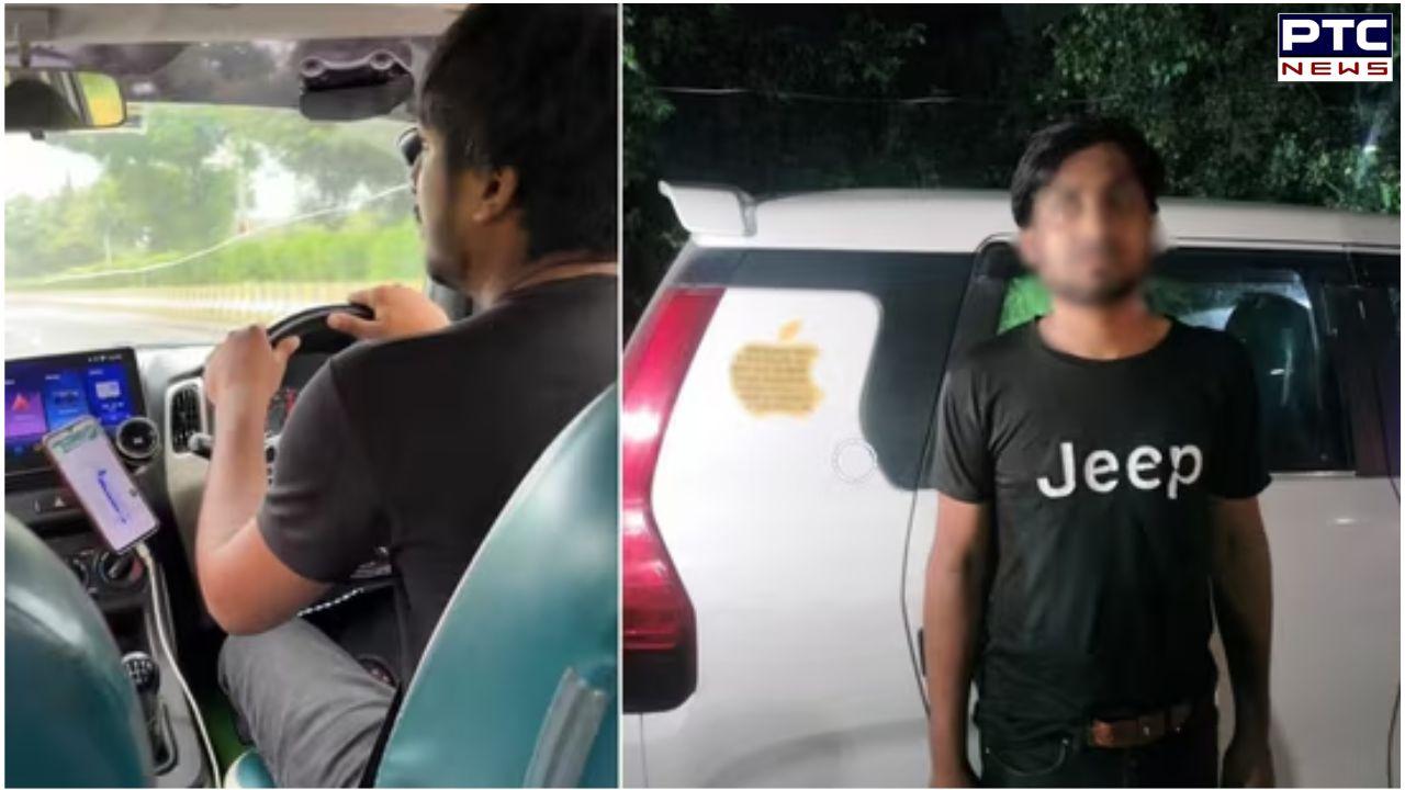 Noida cab driver speeds to escape police; family begs to stop as child cries | Video Viral