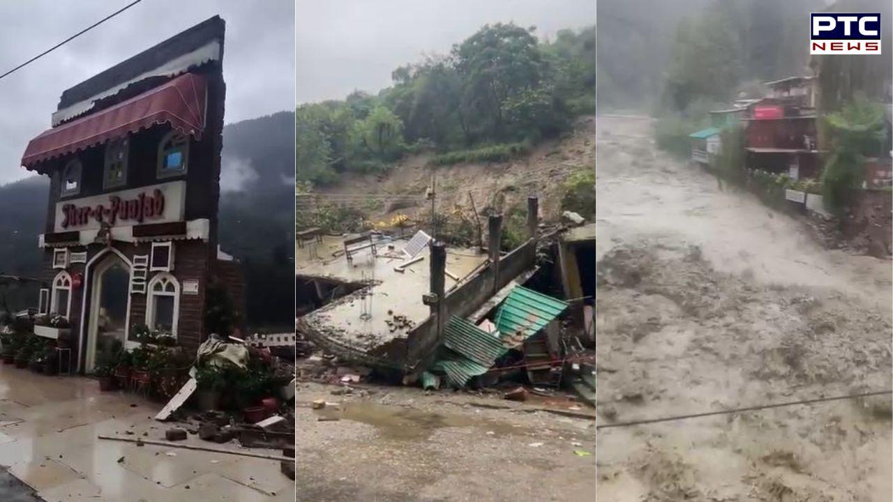 Himachal rain fury: Restaurant, shops washes away in Manali; building collapses in Mandi