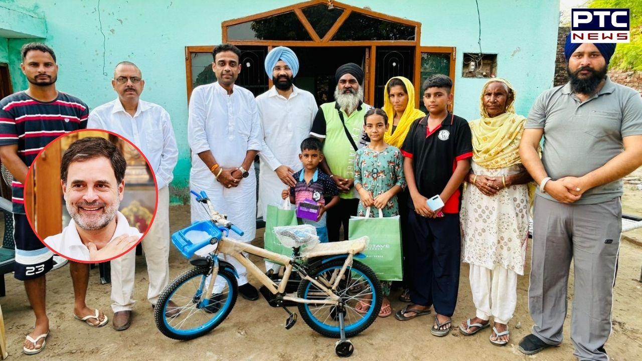 Rahul Gandhi ji Thank you ! ਹੜ੍ਹ 'ਚ ਟੁੱਟ ਗਿਆ ਸੀ ਸਾਈਕਲ, ਰਾਹੁਲ ਗਾਂਧੀ ਨੇ 'ਤੋਹਫ਼ਾ' ਦੇ ਕੇ ਮਾਸੂਮ ਨਾਲ ਪੂਰਾ ਕੀਤਾ ਵਾਅਦਾ